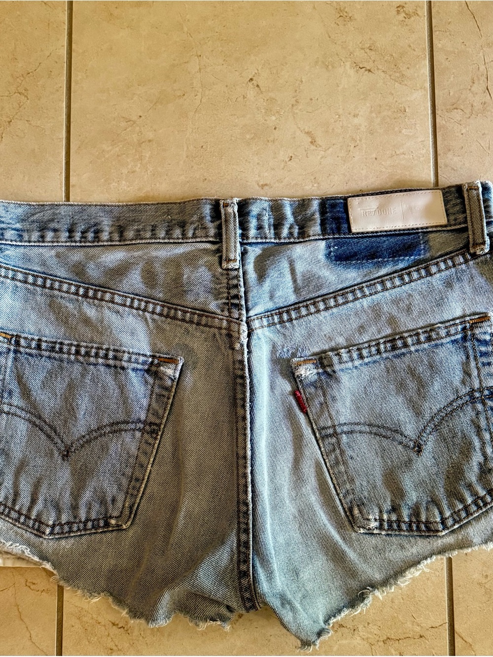 RE/DONE x Levi's Light Blue Cutoff Denim Shorts